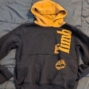Timberland Navy Crewneck Hoodie with Yellow Hood & Logo